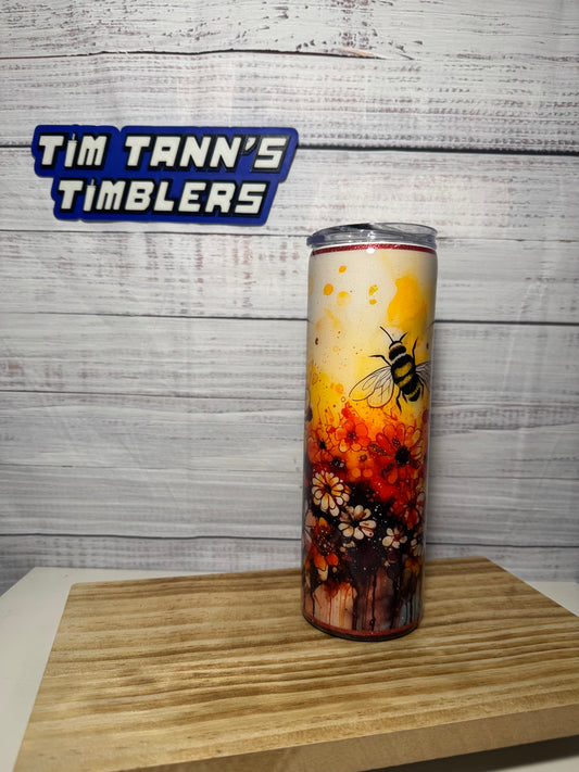 RTS 30oz Floral Bee Glitter