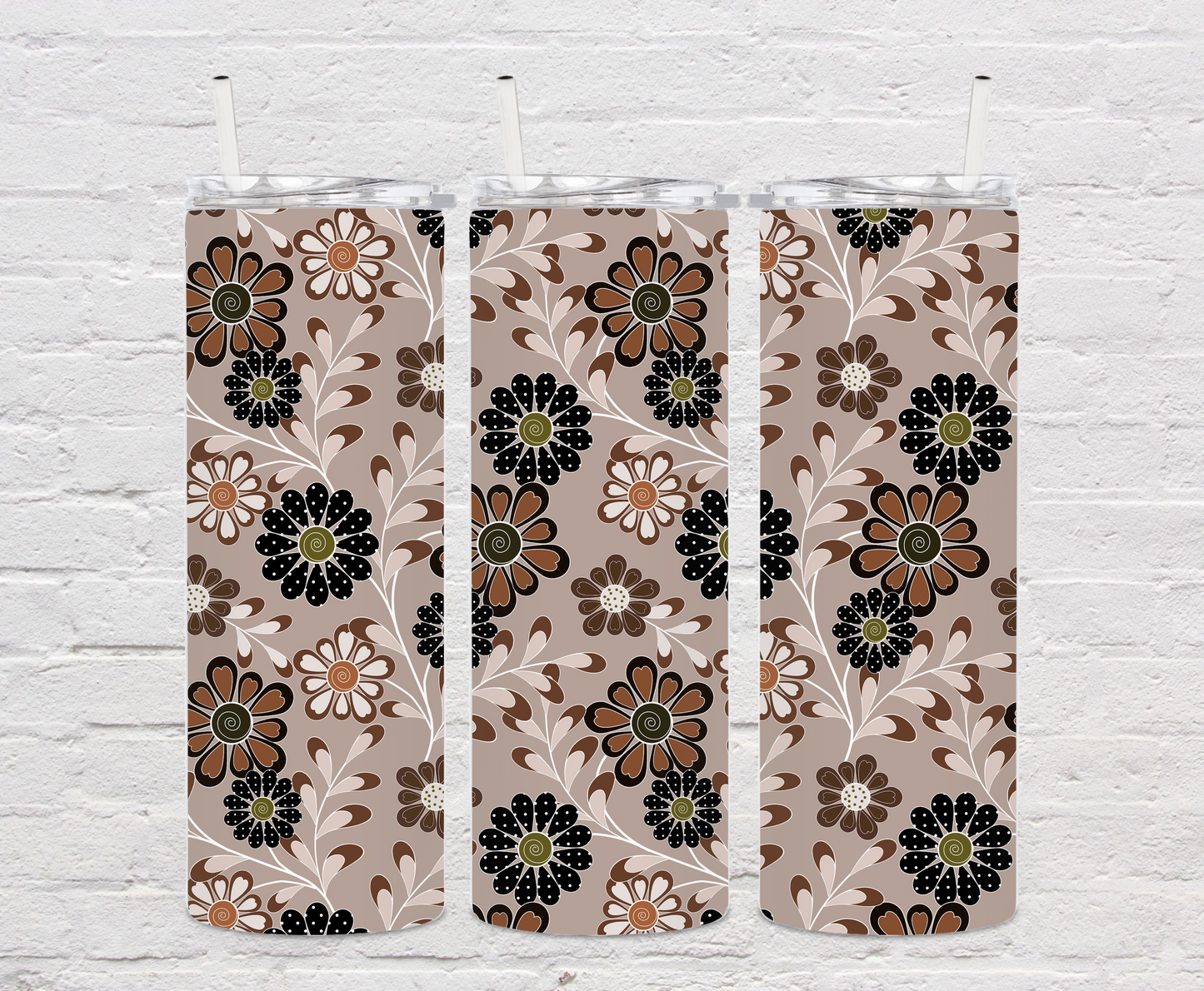 Neutral Floral Tumbler