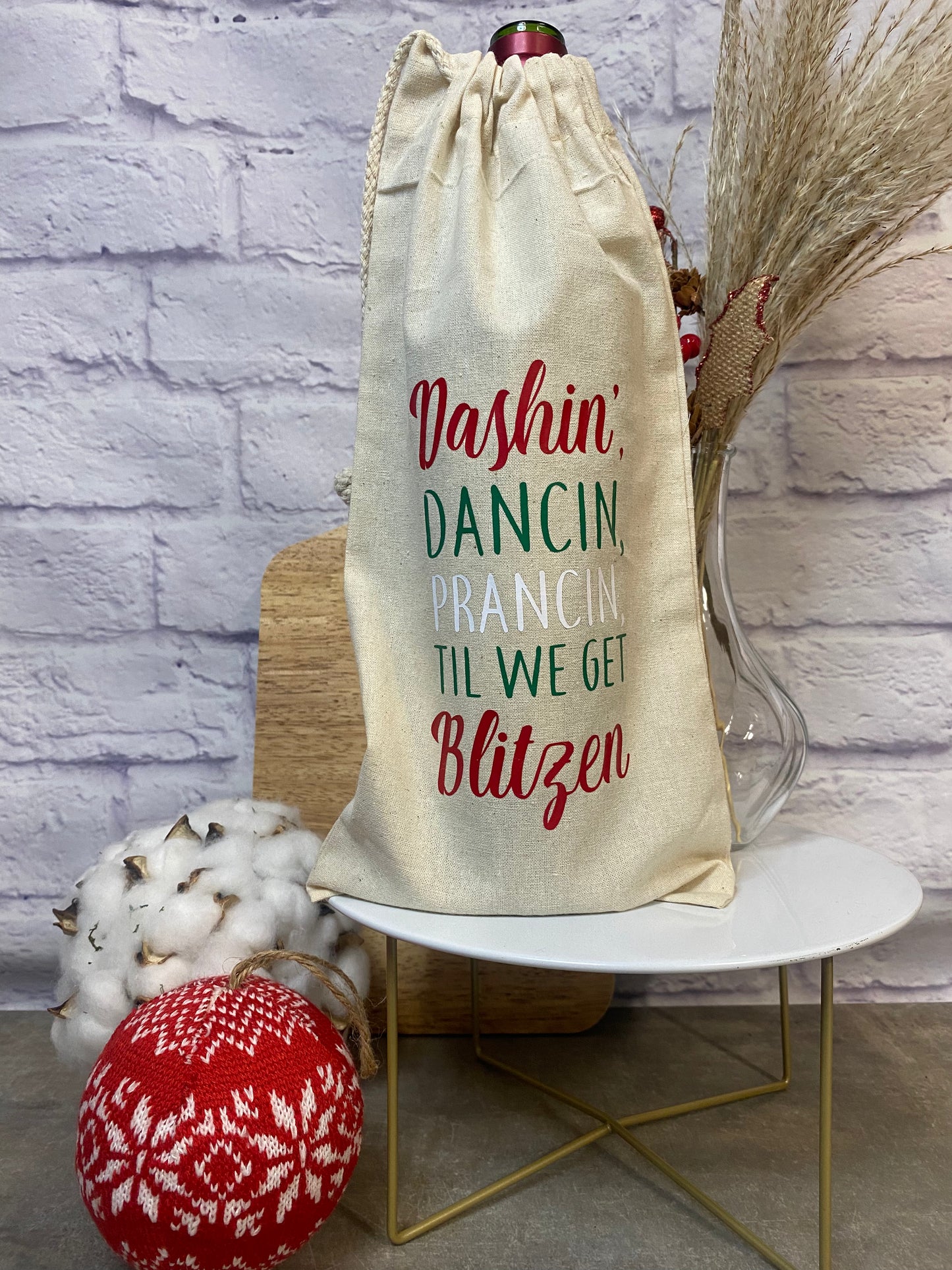 Dashin' Til We Get Blitzen Wine Bag