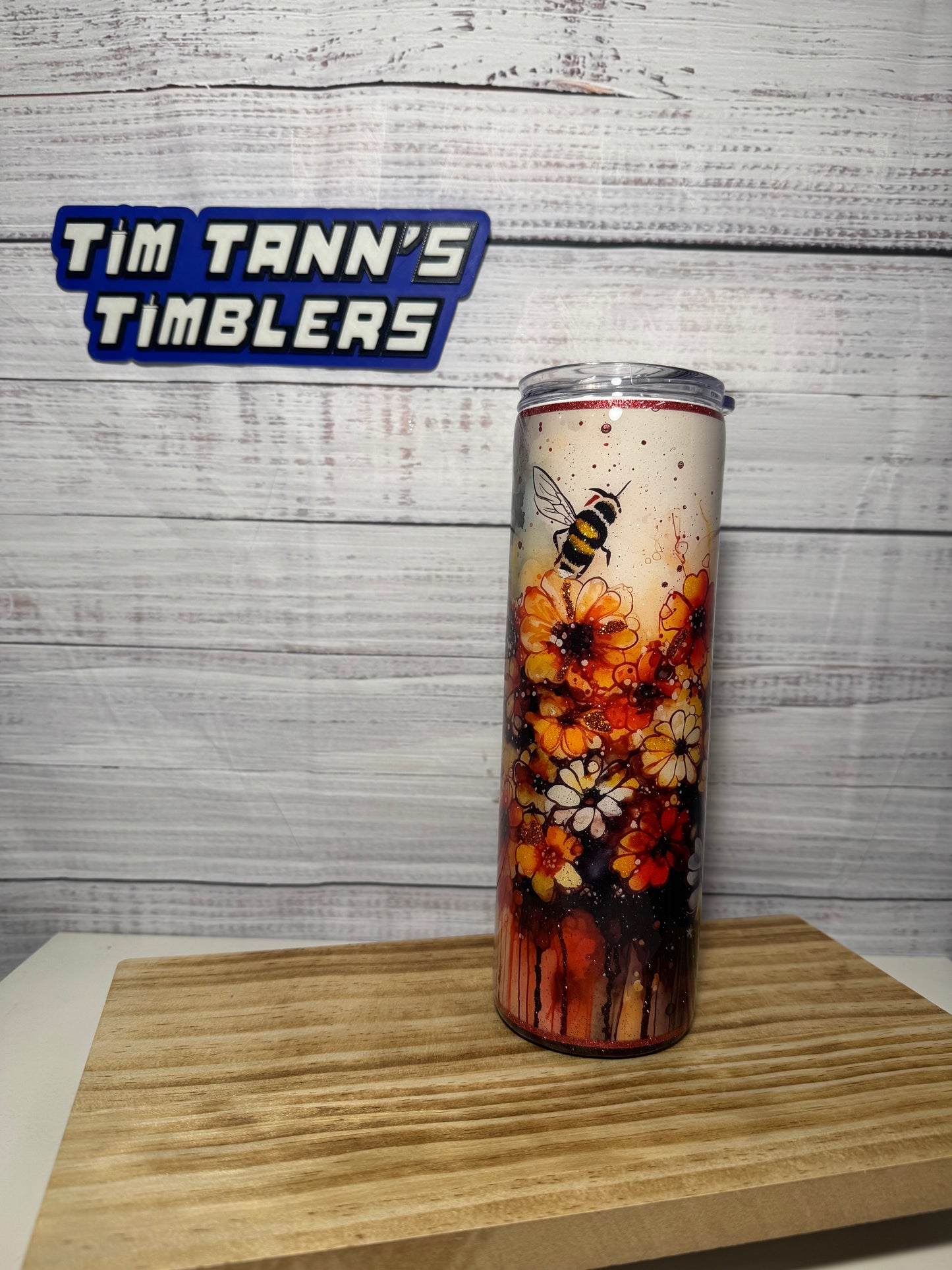 RTS 30oz  Floral Bee Glitter