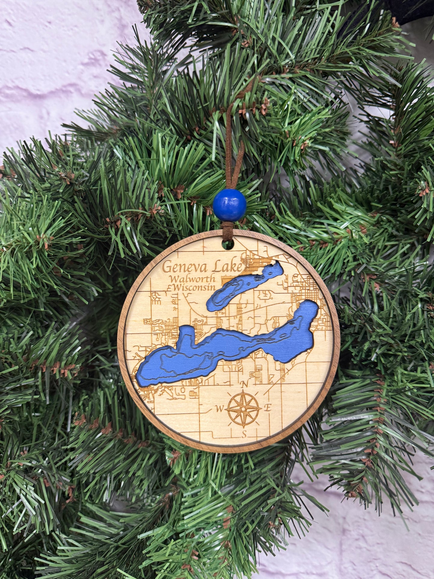 Lake Geneva & Lake Como Map Ornament