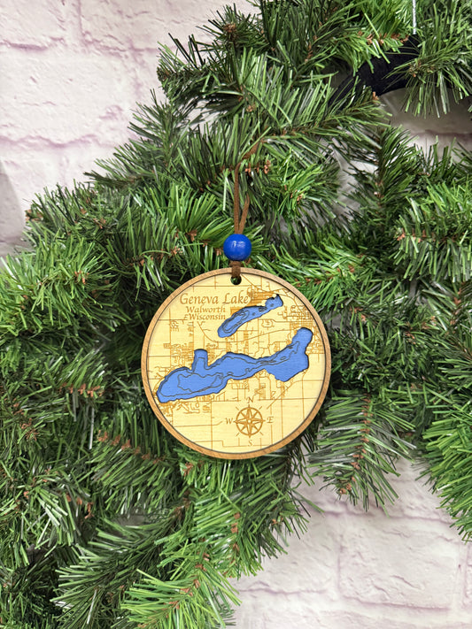Lake Geneva & Lake Como Map Ornament