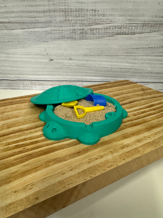 Mini Turtle Sandbox w/ Real Sand & Mini Tools