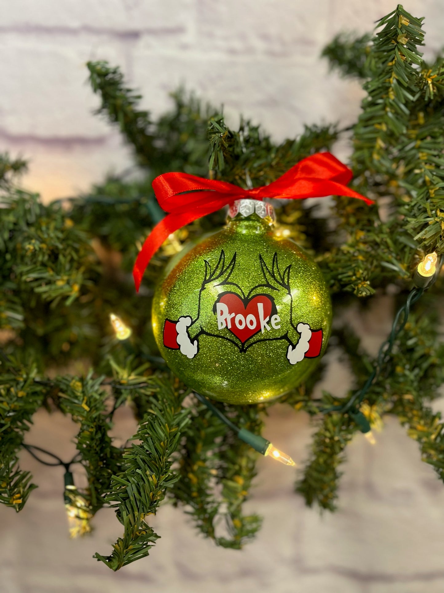 Grinch Name Heart Ornament