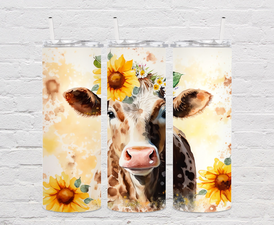 Highland Cow Sunflower Tumbler