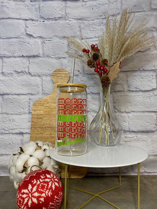 Merry Grinchmas Glass Can